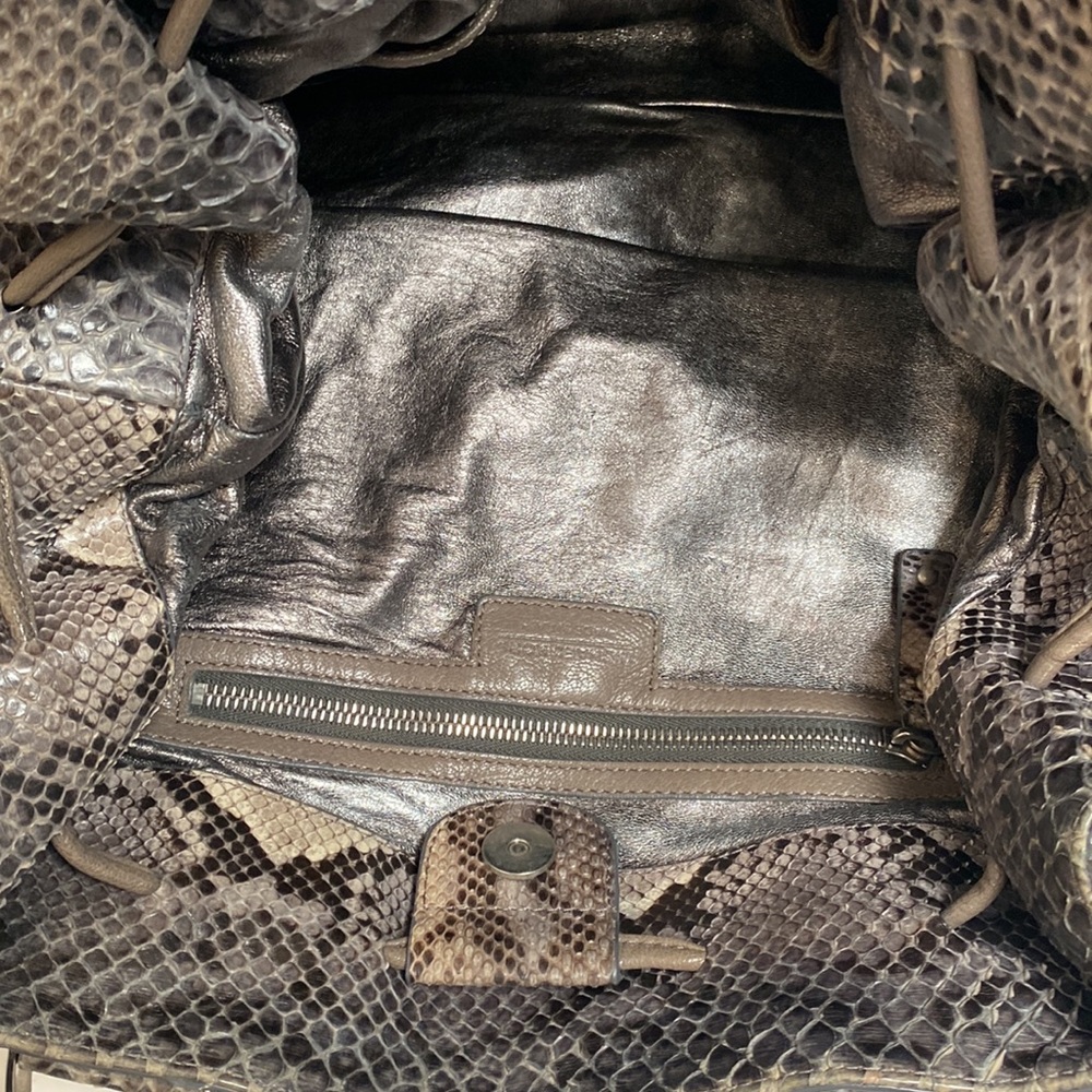 Michael Kors Python Satchel Purse Snakeskin Silve… - image 6